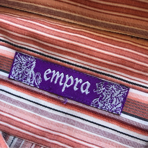 Empra Brown Stripes Western Style Shirt Men’s Size XL Long Sleeves Button-Down - Picture 3 of 15